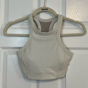 lululemon athletica Ribbed High-Neck Sports Bra in Light Beige